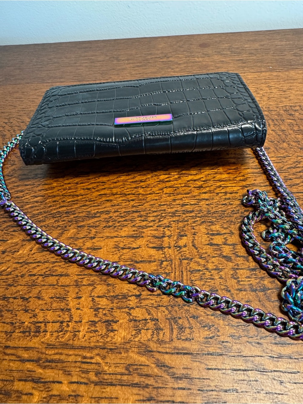 Kurt Geiger Black Croc Kensington Wallet with Rainbow Hardware - Like New - Picture 7 of 14